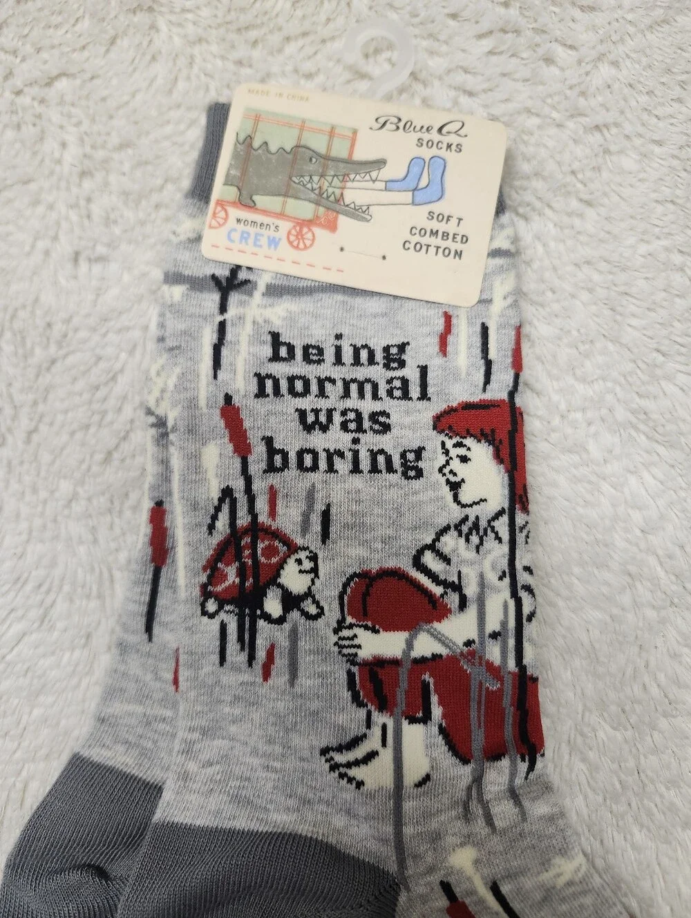 • Blue Q Socks Novelty Being Normal Was Boring Turtle Women's Crew Socks Sz 5-10